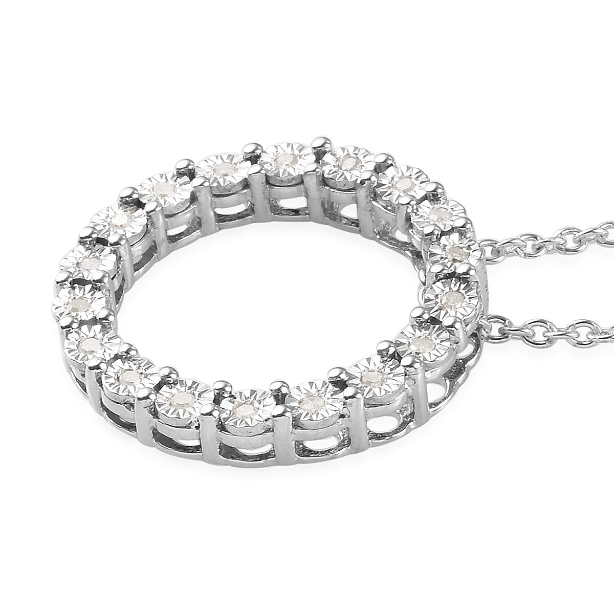 GP Diamond and Blue Sapphire Pendant with Chain in Platinum Overlay Sterling Silver