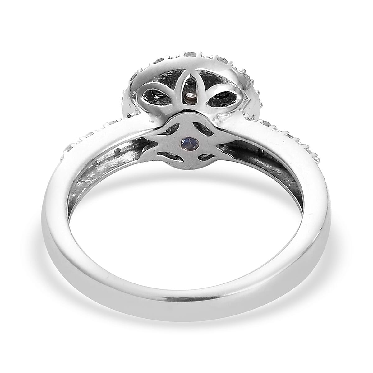 GP Diamond and Blue Sapphire Ring in Platinum Overlay Sterling Silver