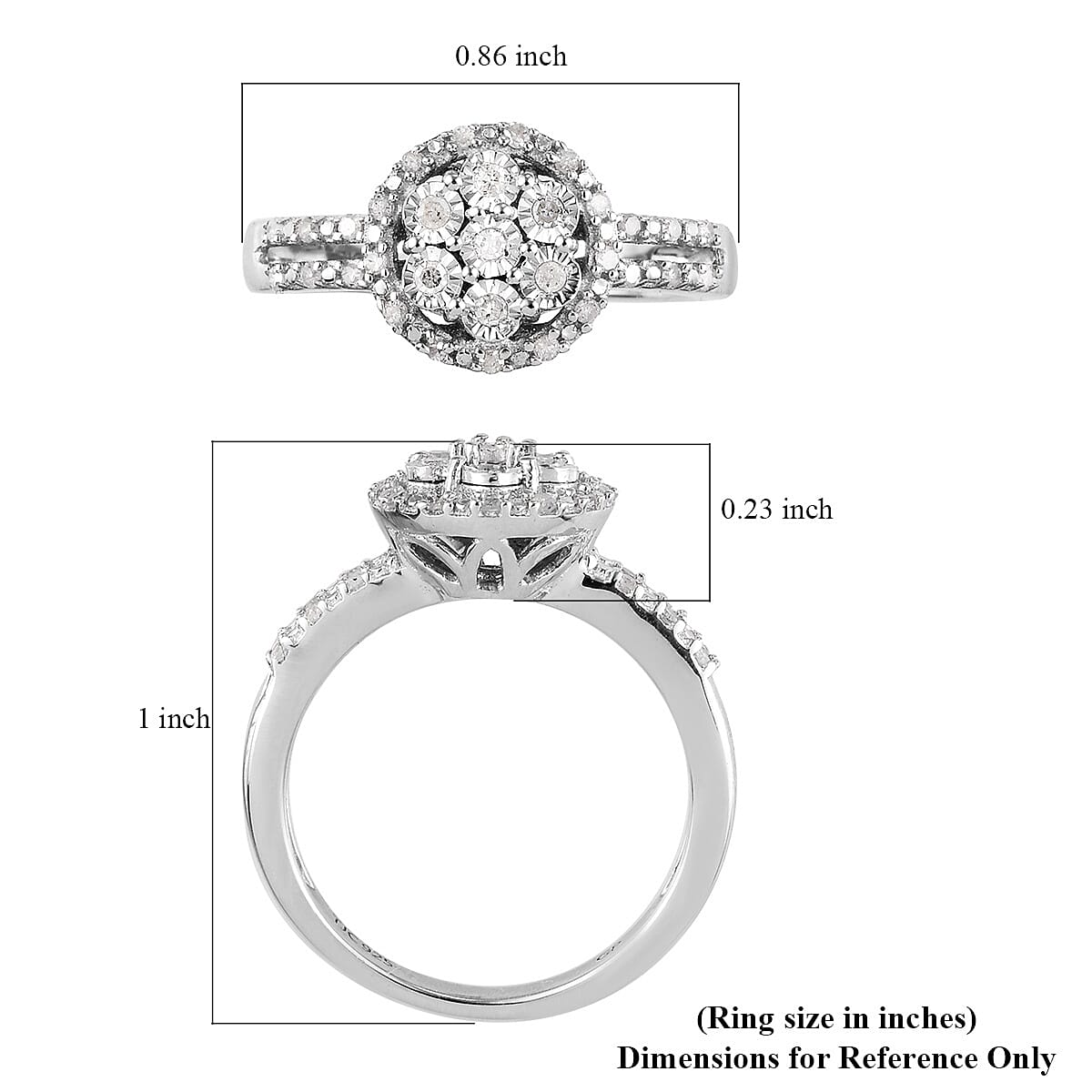 GP Diamond and Blue Sapphire Ring in Platinum Overlay Sterling Silver