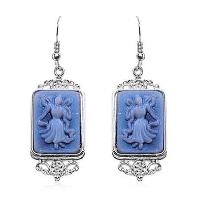 Piece Set Dancing Angel Cameo Bangle and Earring Pure White in