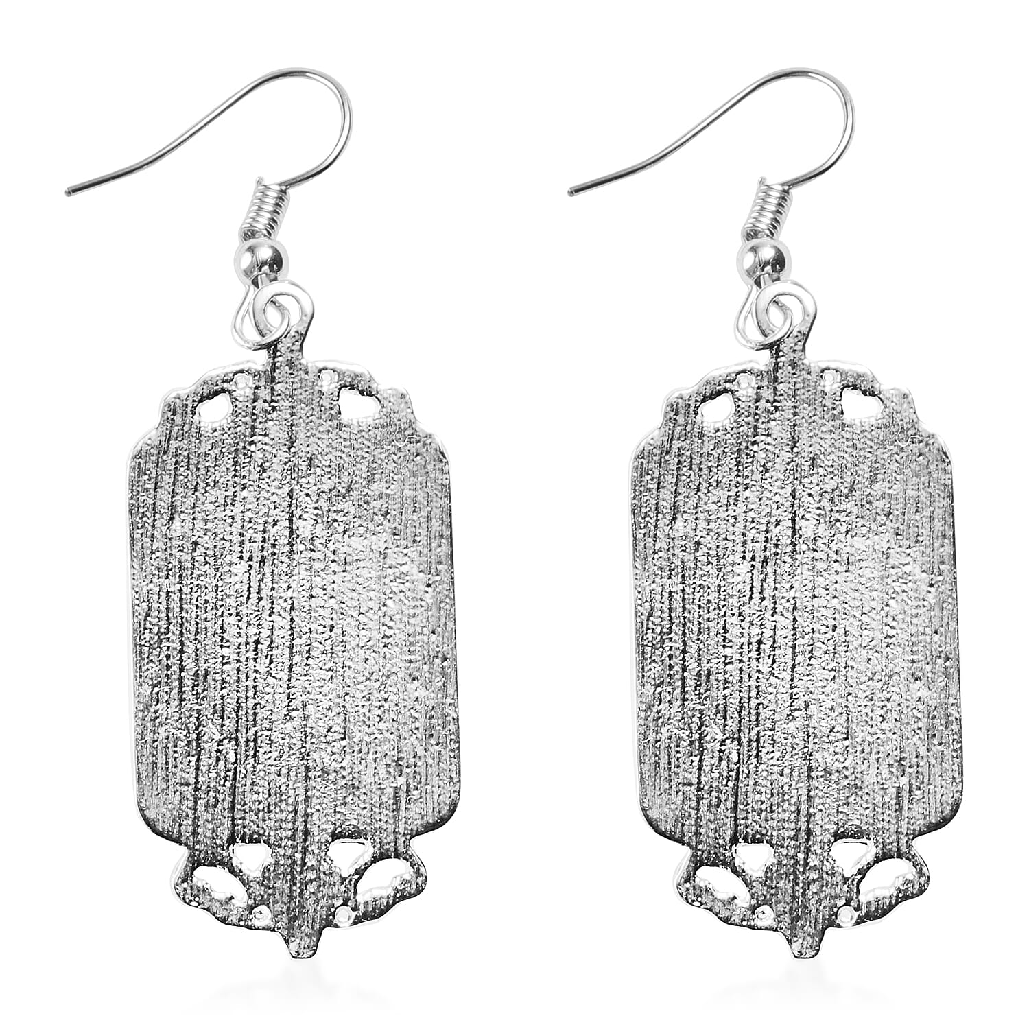 2 Piece Set - Cameo Bangle and Hook Earrings in Silver Tone