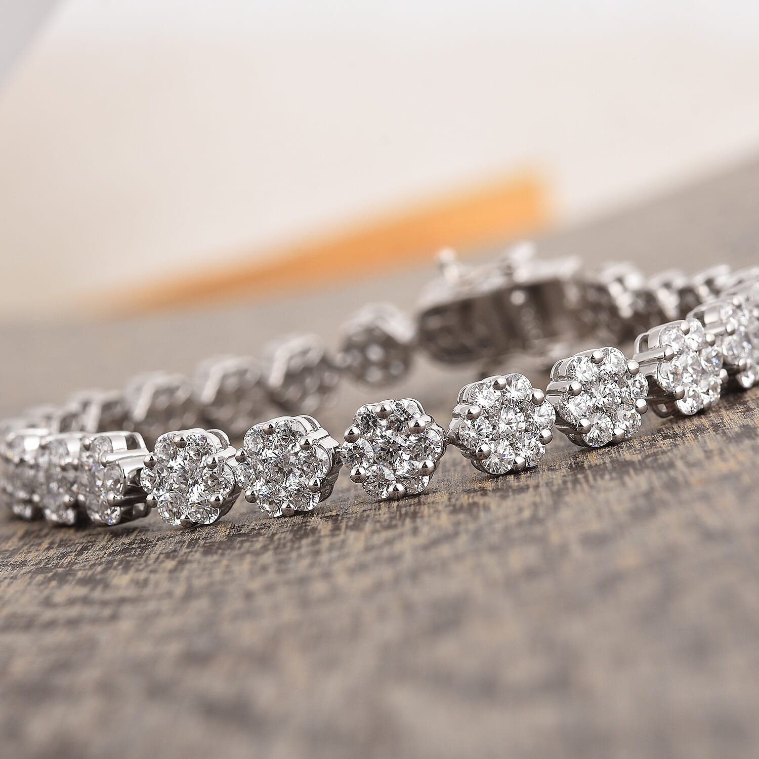 Lustro Stella - Platinum Overlay Sterling Silver Bracelet (Size 7.5) Made with Finest CZ 20.11 Ct, Silver Wt 17.15 Gms