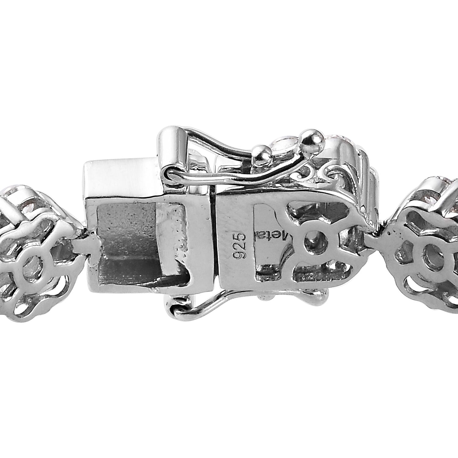 Lustro Stella - Platinum Overlay Sterling Silver Bracelet (Size 7.5) Made with Finest CZ 20.11 Ct, Silver Wt 17.15 Gms