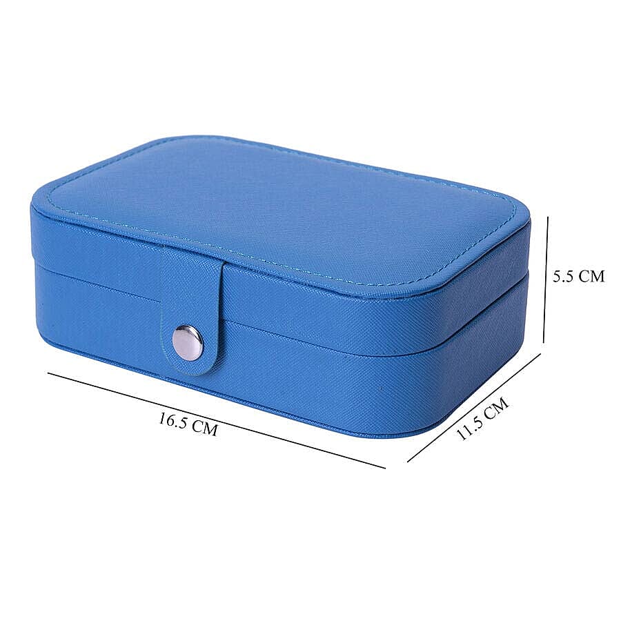 Portable and Lightweight Jewellery Organiser with Button Closure and Inside Mirror in Teal Colour (Size 16.5x11.5x5.5 cm)