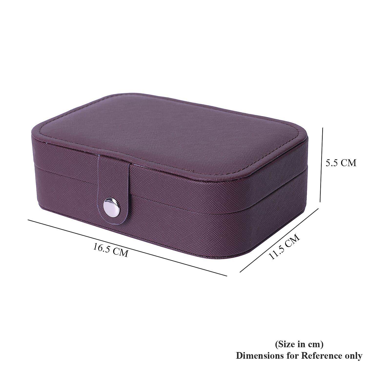 Portable and Lightweight Jewellery Organiser with Button Closure and Inside Mirror in Chocolate Colour (Size 16.5x11.5x5.5 cm)