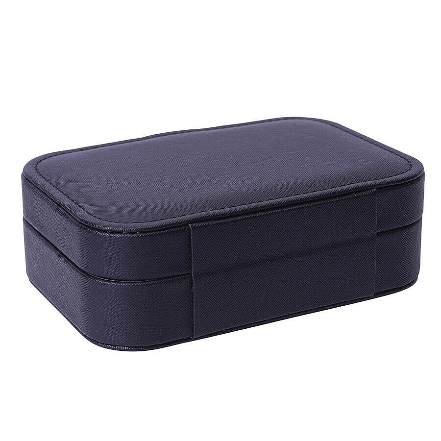 Portable and Lightweight Jewellery Organiser with Button Closure and Inside Mirror in Black Colour (Size 16.5x11.5x5.5 cm)