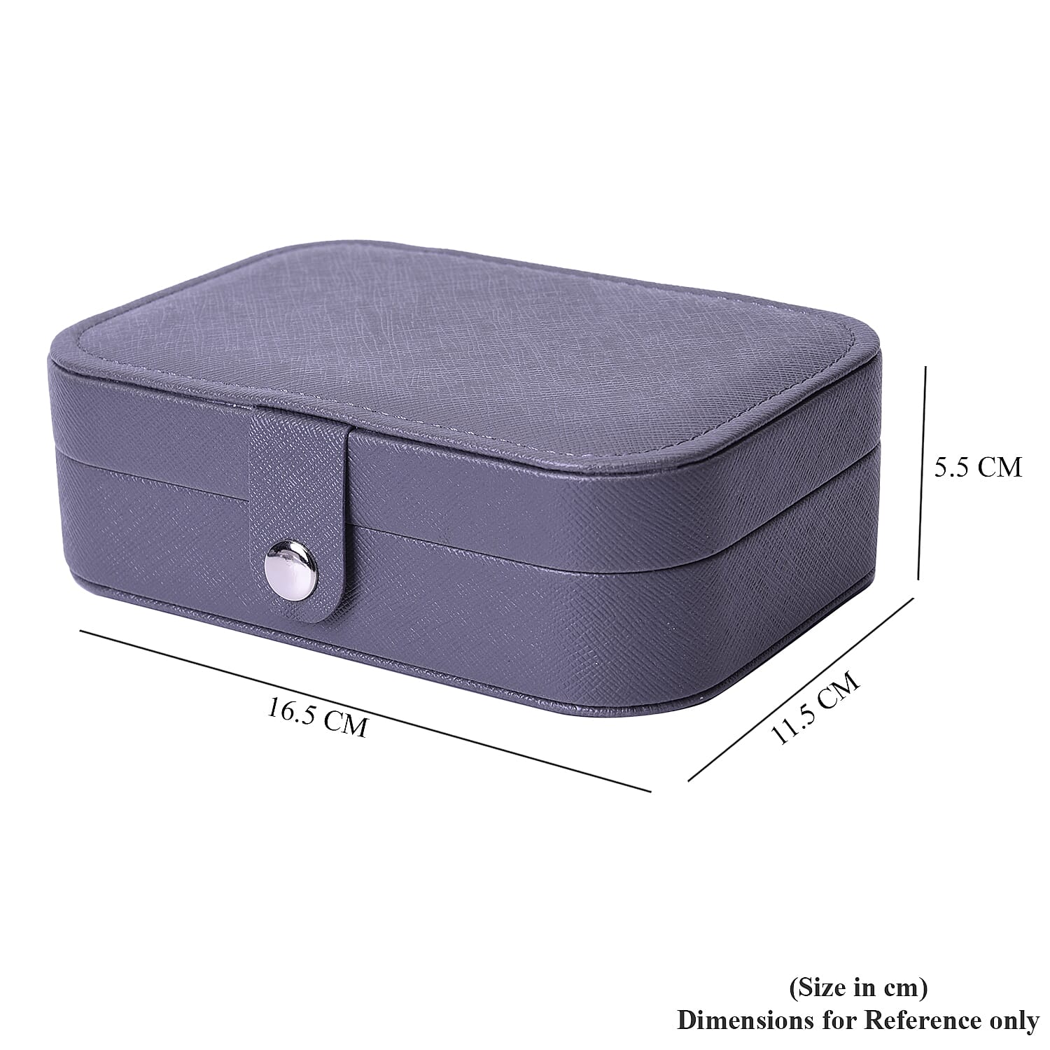 Portable and Lightweight Jewellery Organiser with Button Closure and Inside Mirror in Grey Colour (Size 16.5x11.5x5.5 cm)