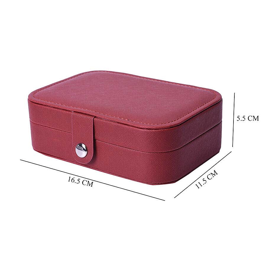 Portable and Lightweight Jewellery Organiser with Button Closure and Inside Mirror in Maroon Colour (Size 16.5x11.5x5.5 cm)