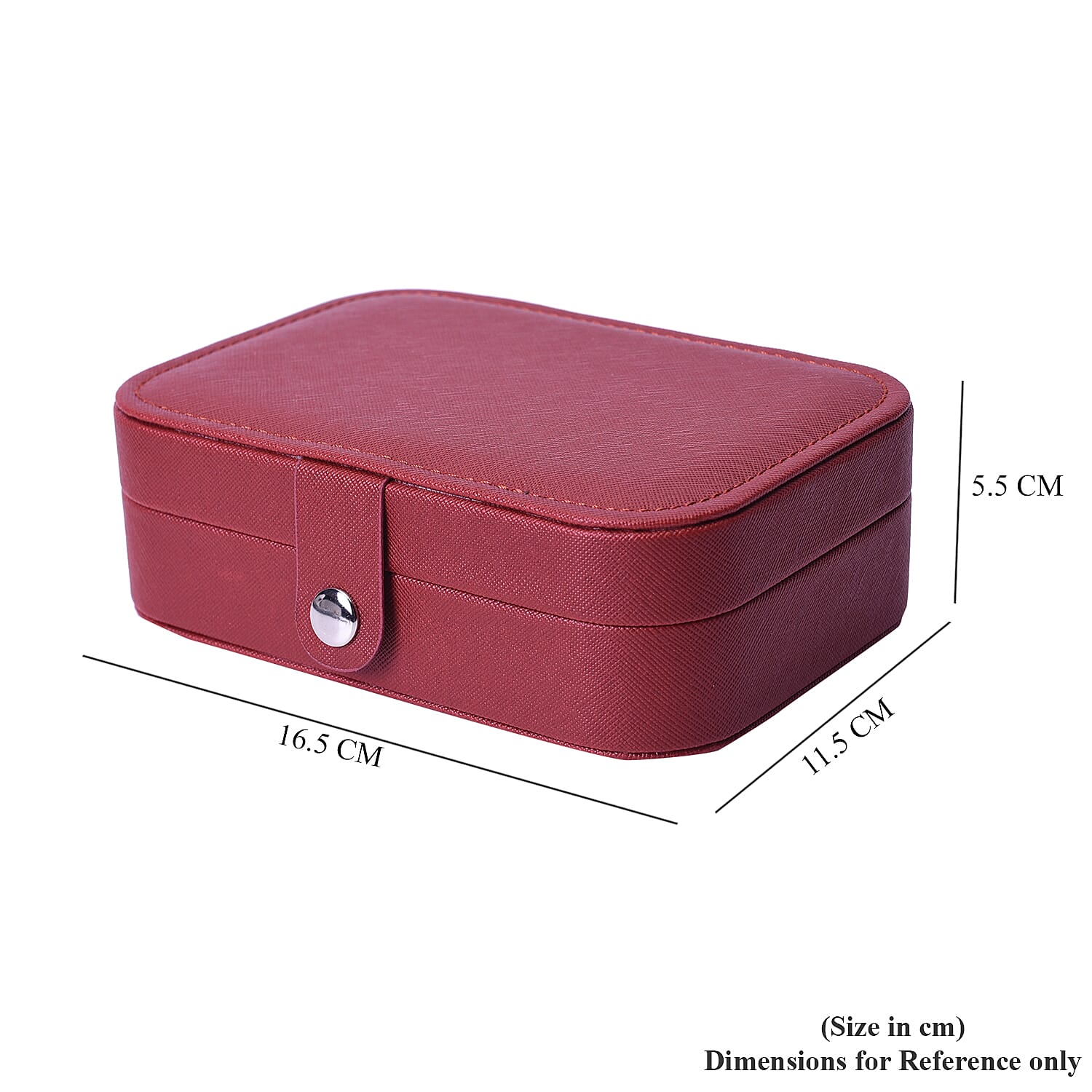 Portable and Lightweight Jewellery Organiser with Button Closure and Inside Mirror in Maroon Colour (Size 16.5x11.5x5.5 cm)