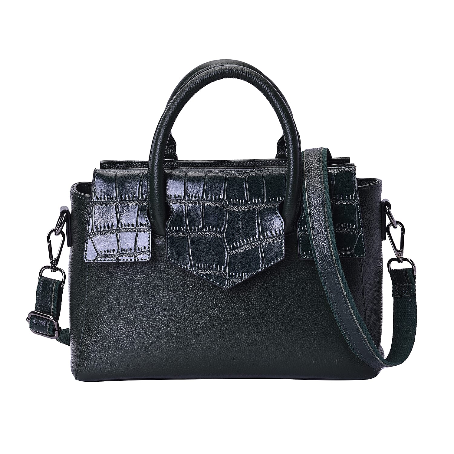 Shoulder Female Litchi Pattern Crescent Genuine Leather Bag