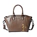 100% Genuine Leather Vine Pattern Tote Bag with Zipper Closure, Detachable and Adjustable Shoulder Strap (Size 22x13x23) - Brown