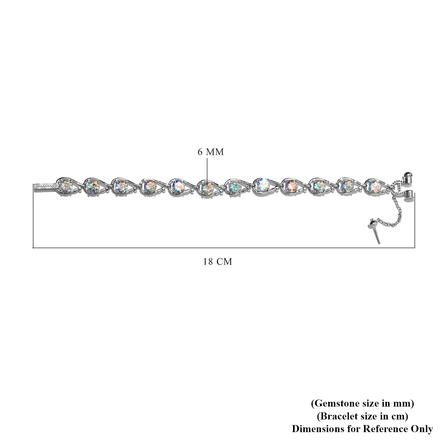 Mercury Mystic Topaz and Diamond Bracelet (Size 7.50) in Platinum Overlay Sterling Silver 11.51 Ct, Silver wt. 14.00 Gms