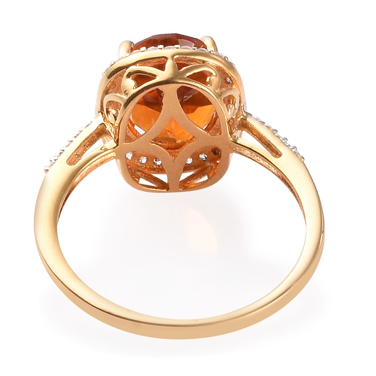 Close Out Deal- Citrine (Ovl 10x8mm) and Natural Cambodian Zircon Ring in 14K Gold Over Sterling Silver 2.75 Ct.