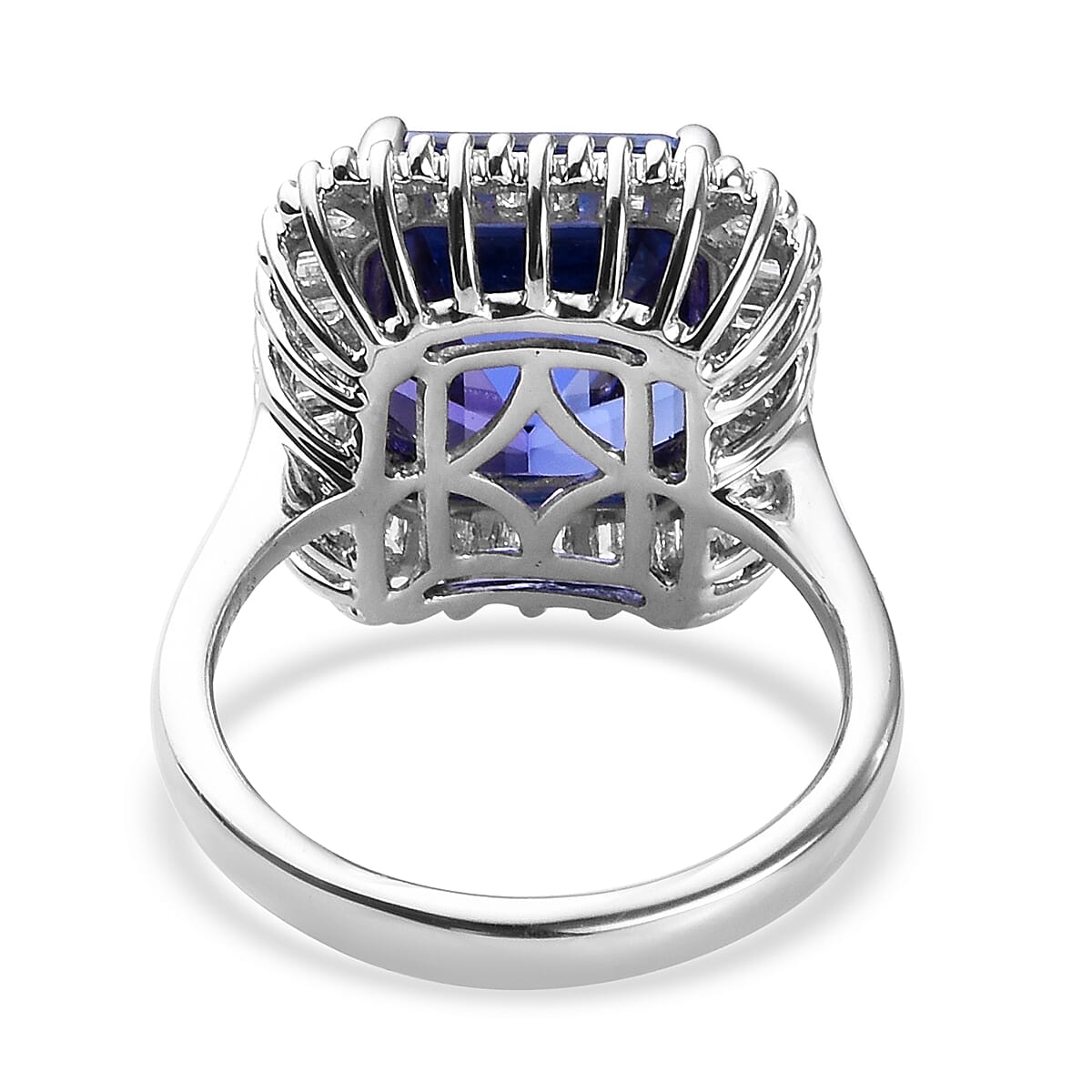 RHAPSODY 950 Platinum AAAA Tanzanite (9.15 Ct) and Diamond (VS-E-F) Halo Ring 10.15 Ct, Platinum wt. 8.93 Gms