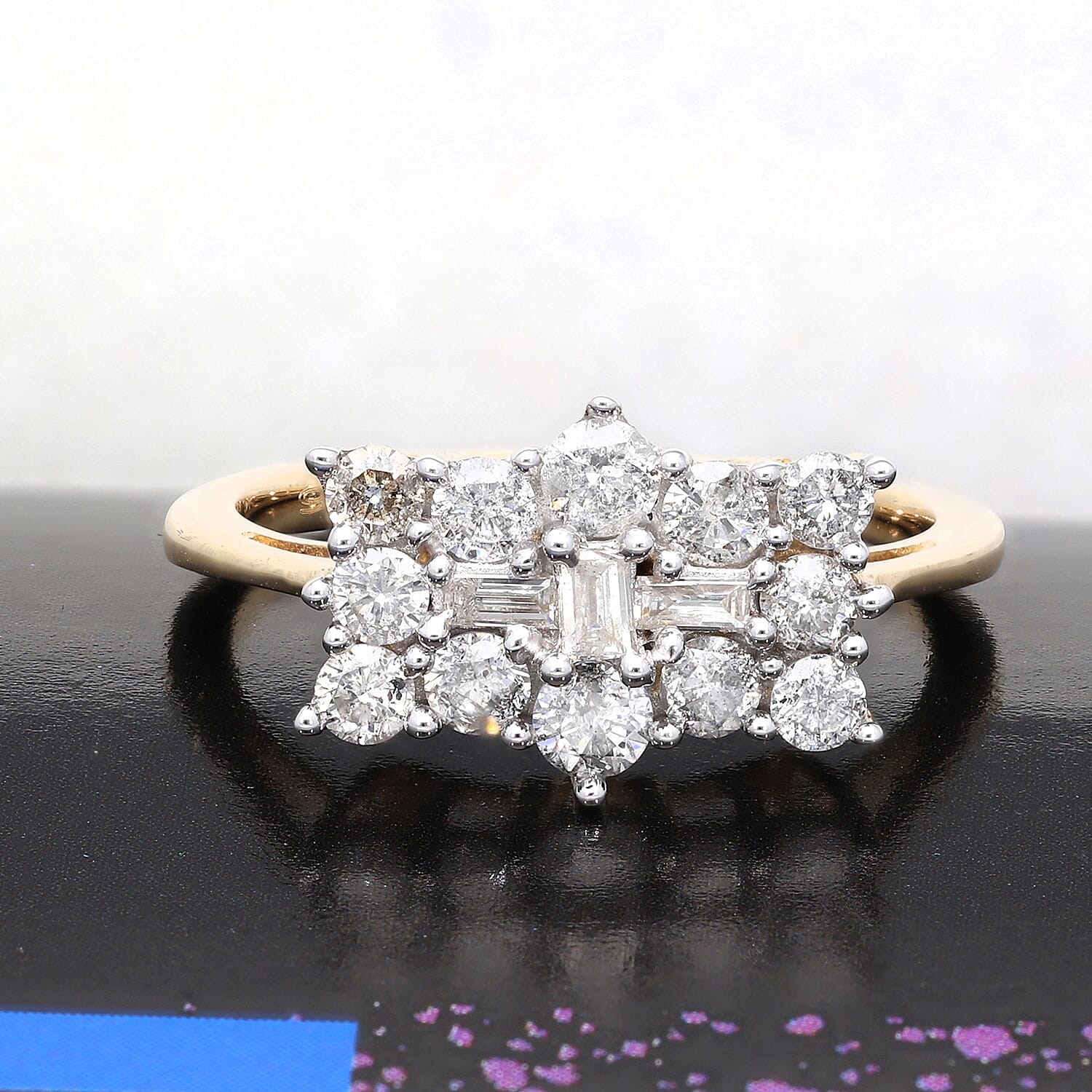 9K Yellow Gold SGL Certified Diamond (I3-G-H) Boat Ring 1.00 Ct.