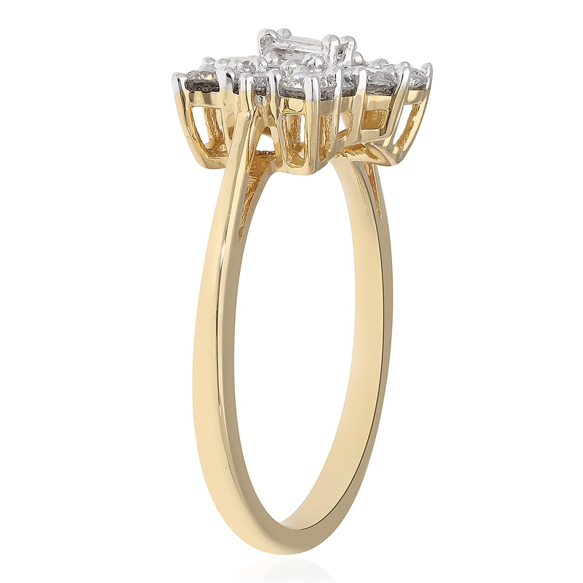 9K Yellow Gold SGL Certified Diamond (I3-G-H) Boat Ring 1.00 Ct.