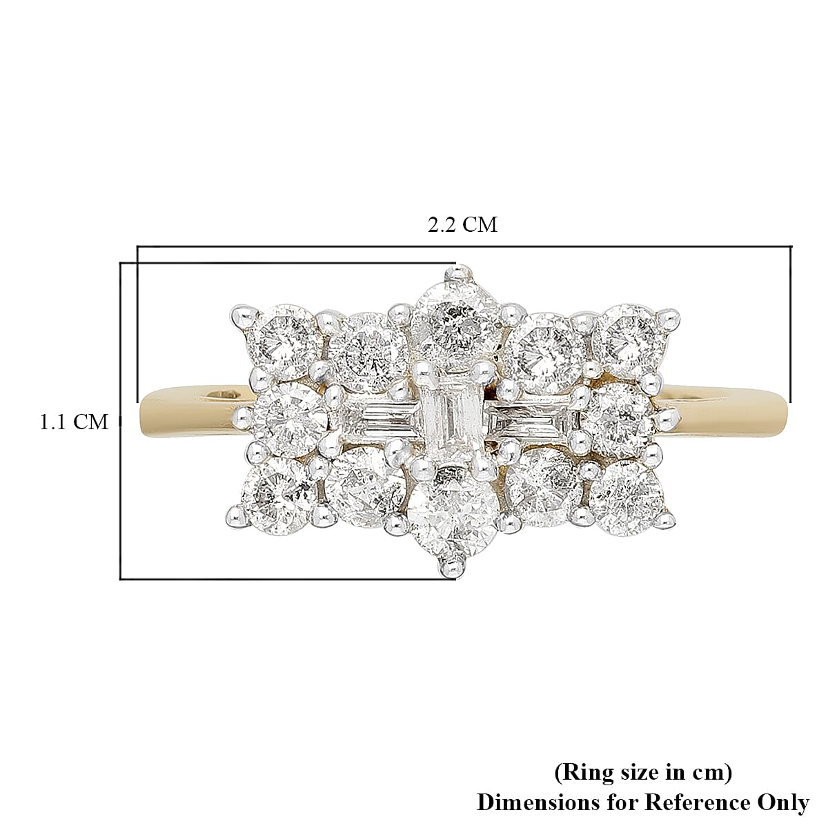 9K Yellow Gold SGL Certified Diamond (I3-G-H) Boat Ring 1.00 Ct.