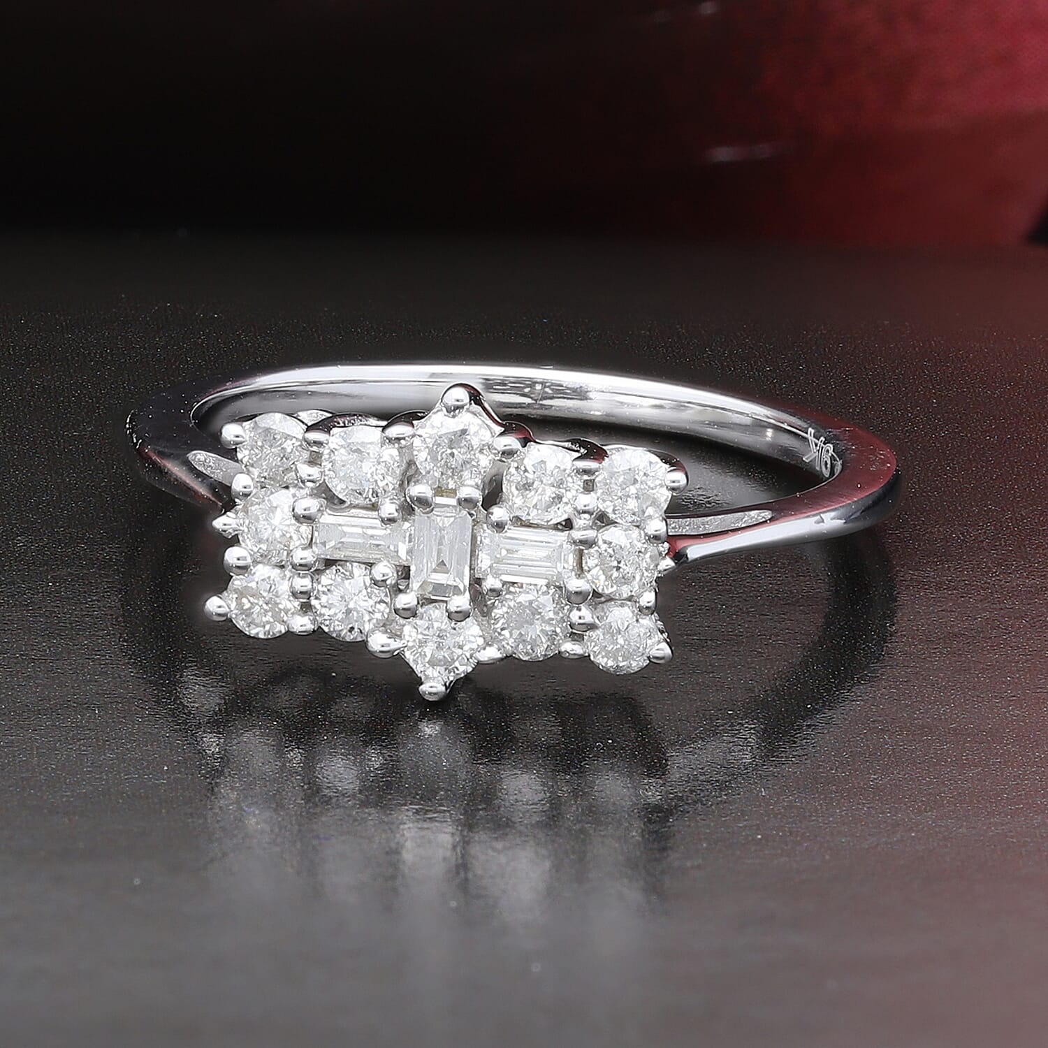 9K White Gold SGL Certified Diamond (I3/G-H) Boat Ring 1.00 Ct.