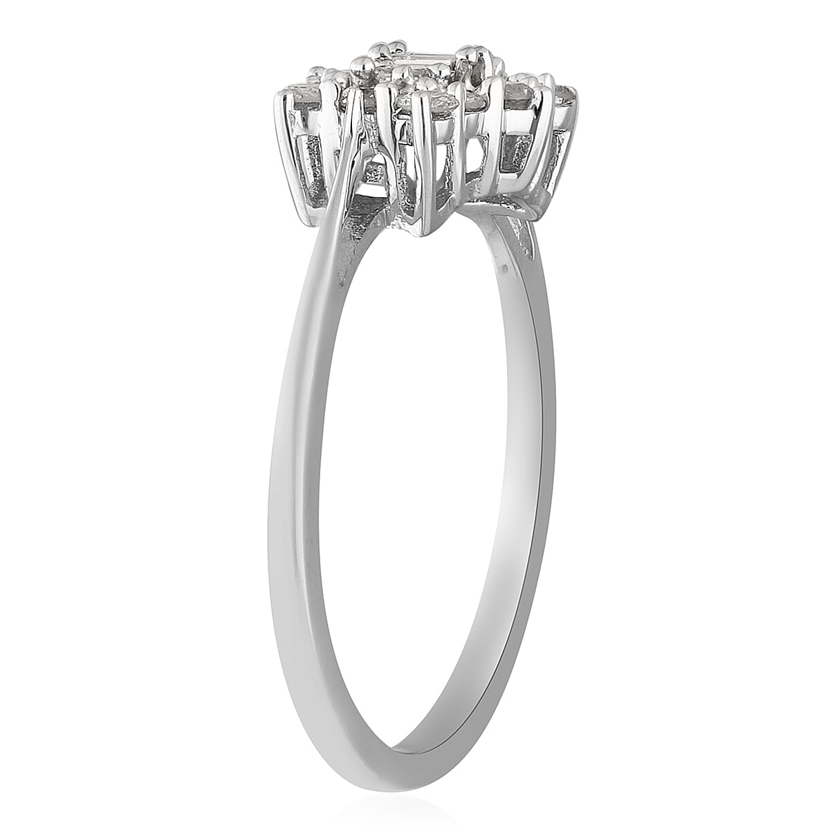 9K White Gold SGL Certified Diamond (I3/G-H) Boat Ring 1.00 Ct.