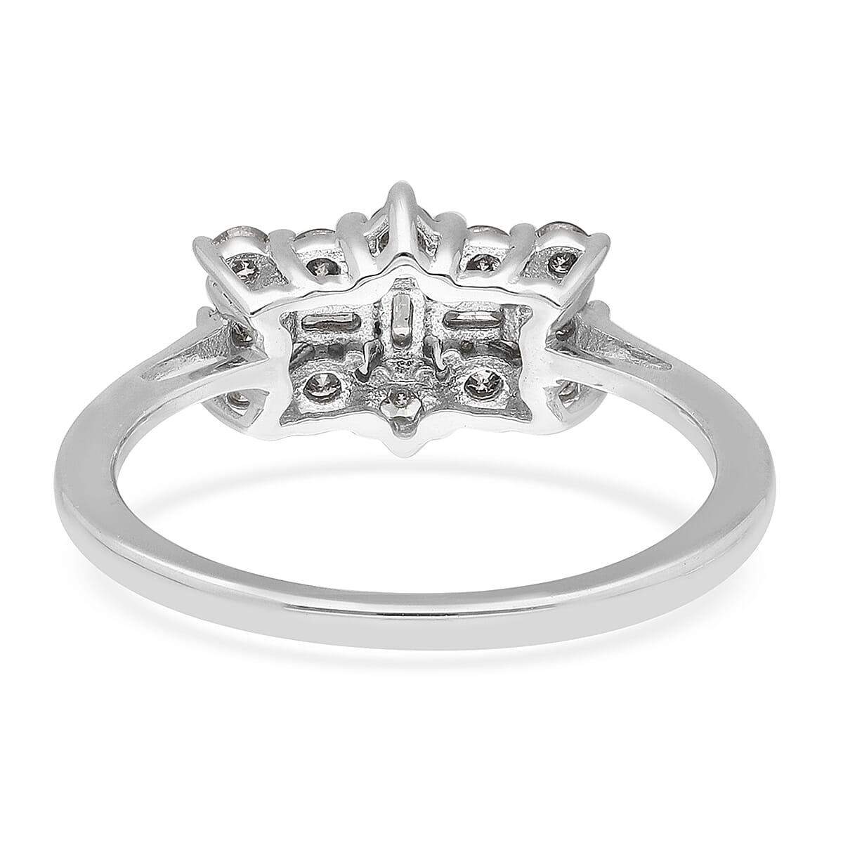 9K White Gold SGL Certified Diamond (I3/G-H) Boat Ring 1.00 Ct.