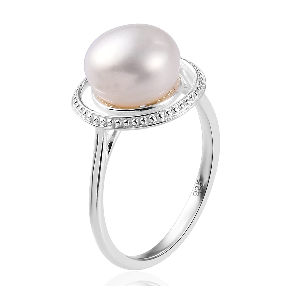 Freshwater Pearl Solitaire Ring in Sterling Silver