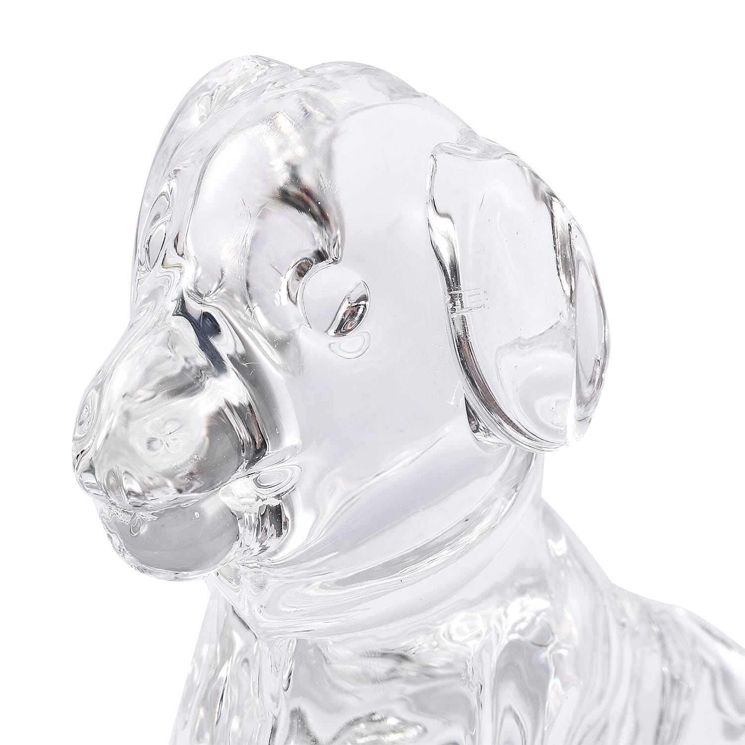 Decorative White Crystal Glass Dog on Square Stand (12x6x15cm)