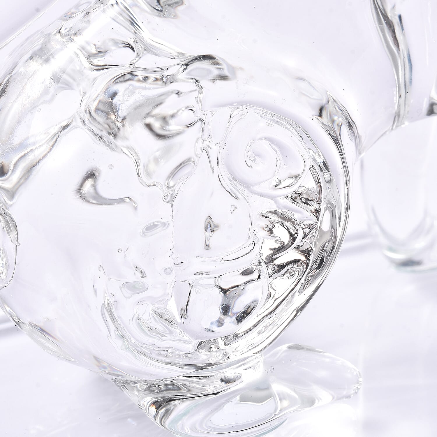 Decorative White Crystal Glass Dog on Square Stand (12x6x15cm)