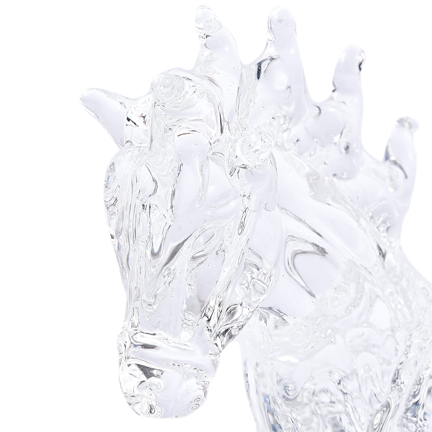 Decorative White Crystal Glass Horse on Stand (12x6x15cm)