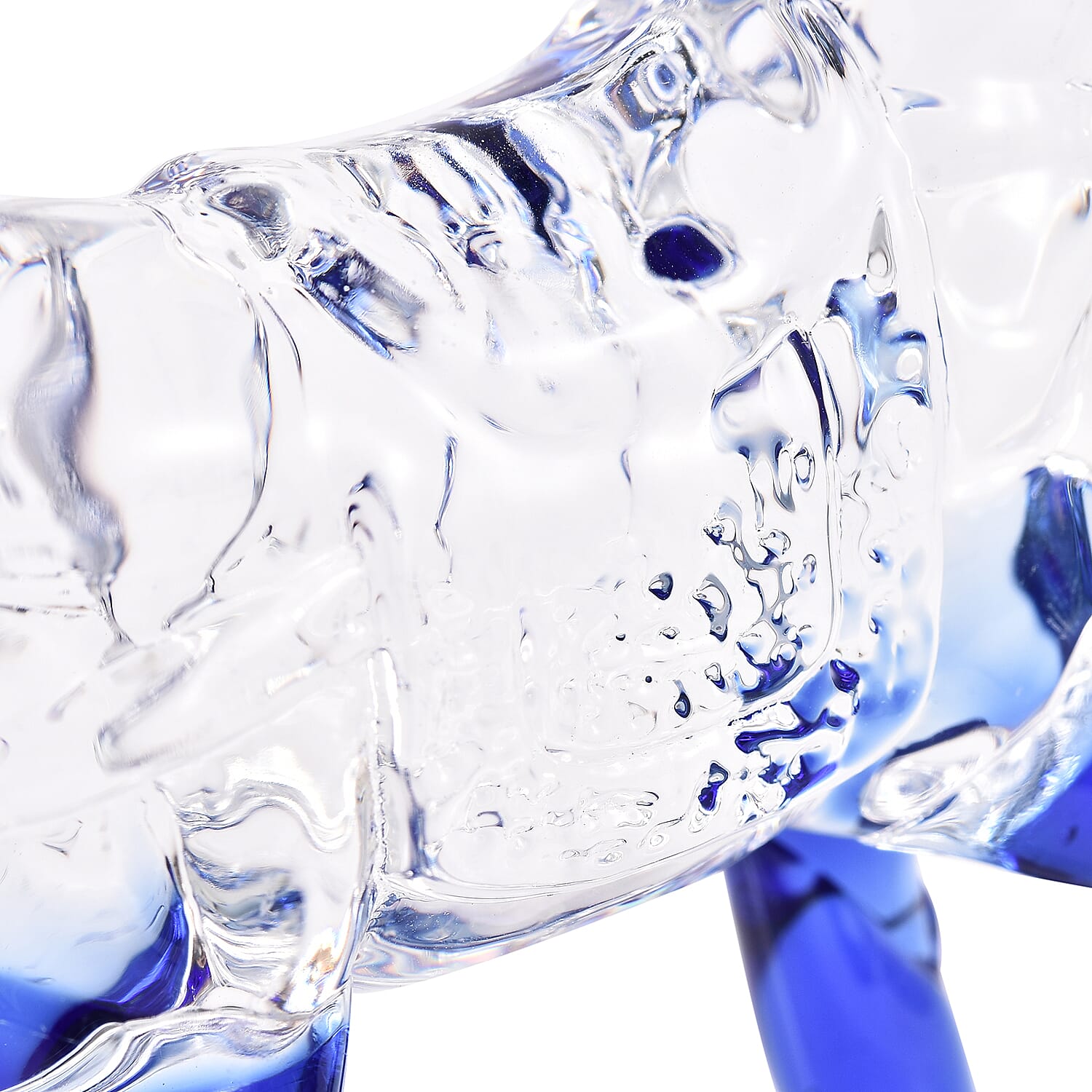 Decorative TZ Blue Crystal Glass Horse on Stand (12x6x15cm)