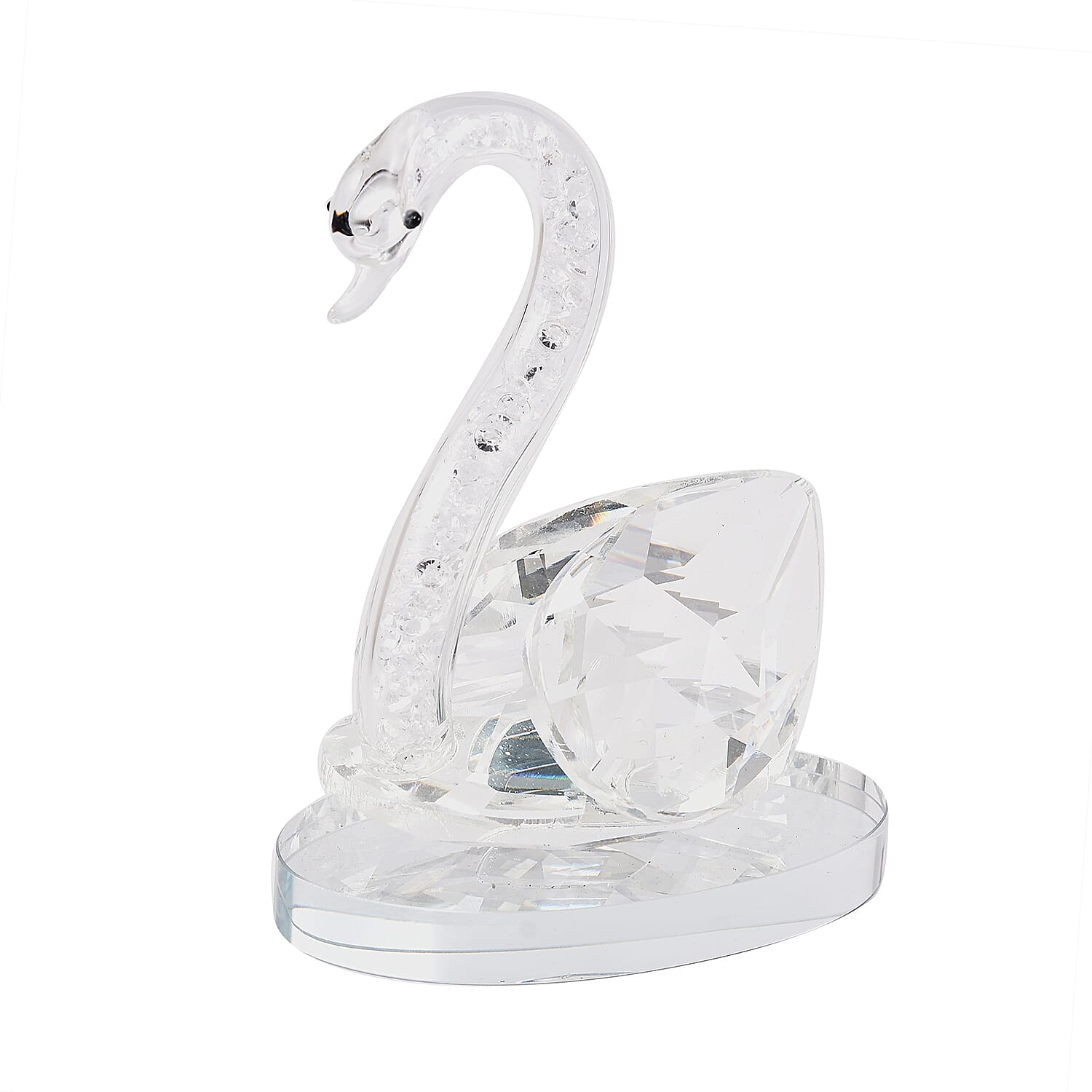 Decorative White Crystal Glass Swan (11.5x8x11.5cm)