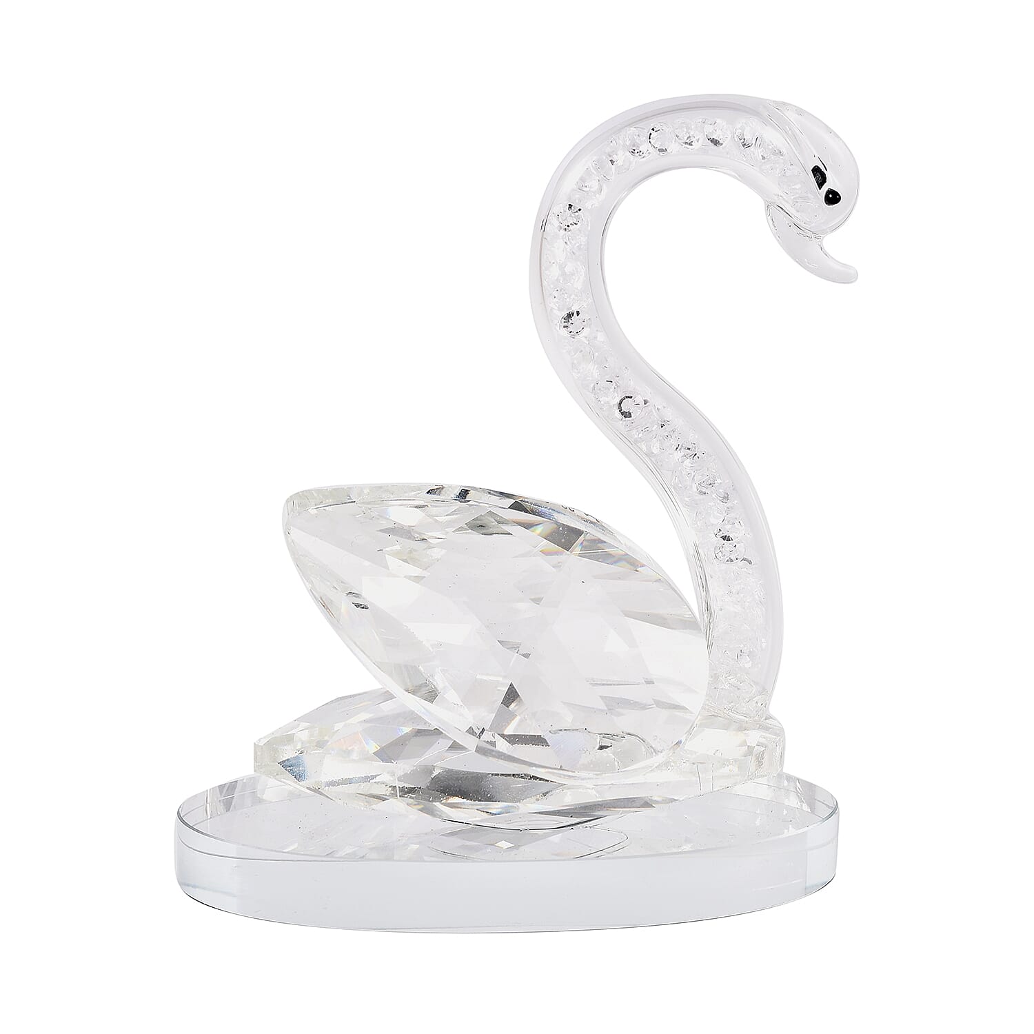 Decorative White Crystal Glass Swan (11.5x8x11.5cm)