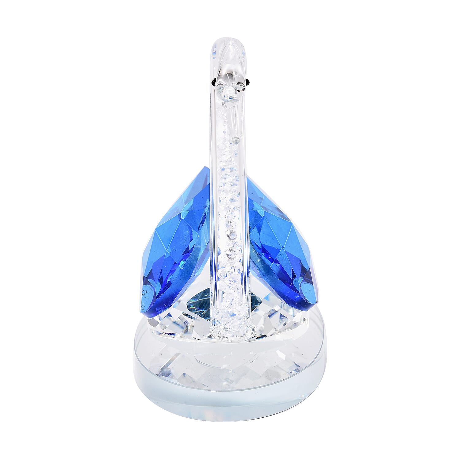 Decorative White and TZ Blue Crystal Glass Swan (11.5x8x11.5cm)