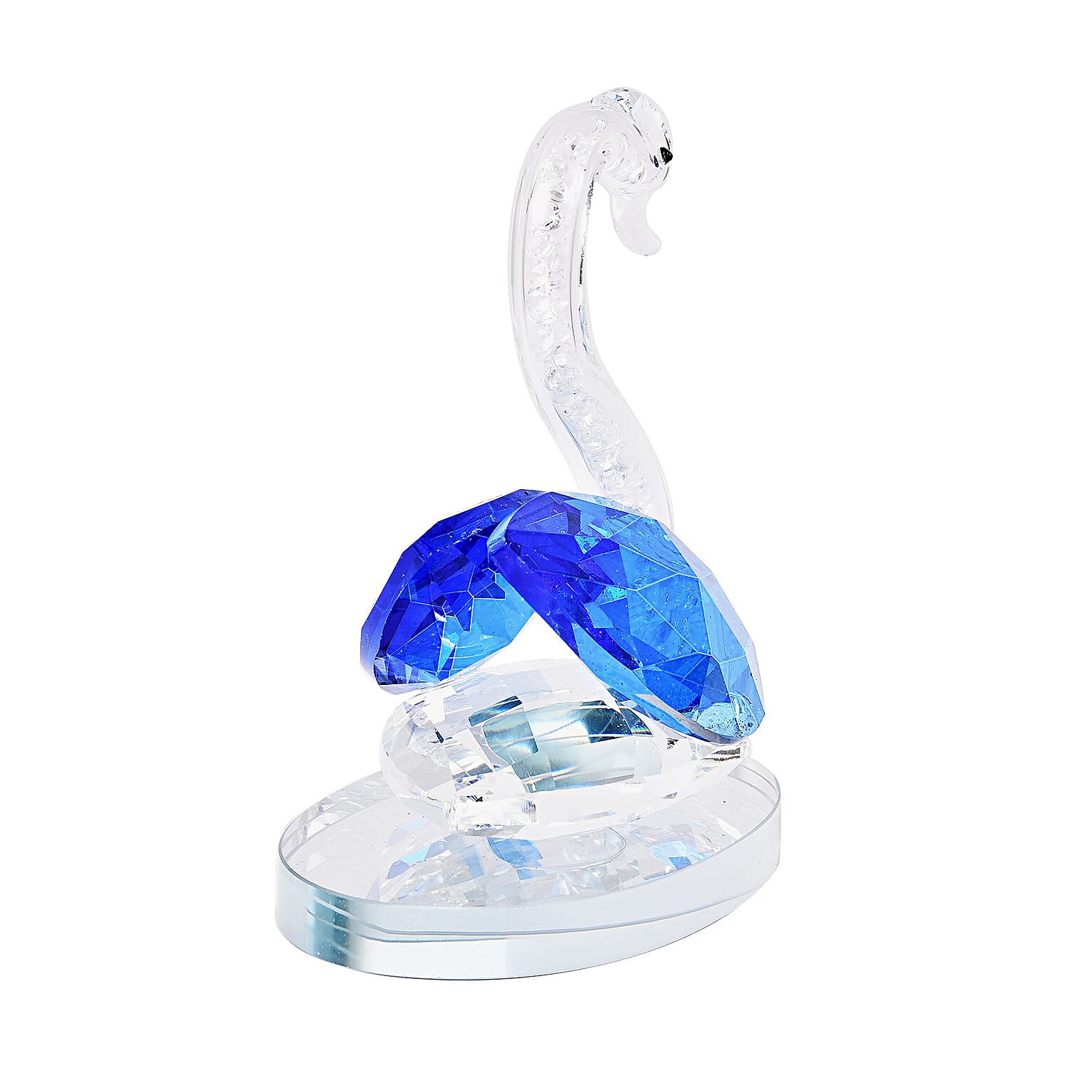 Decorative White and TZ Blue Crystal Glass Swan (11.5x8x11.5cm)