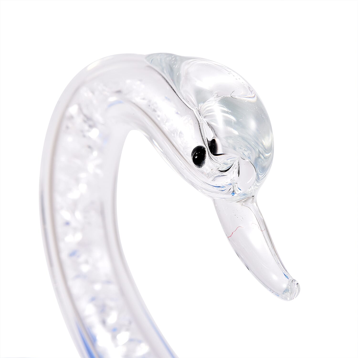 Decorative White and TZ Blue Crystal Glass Swan (11.5x8x11.5cm)