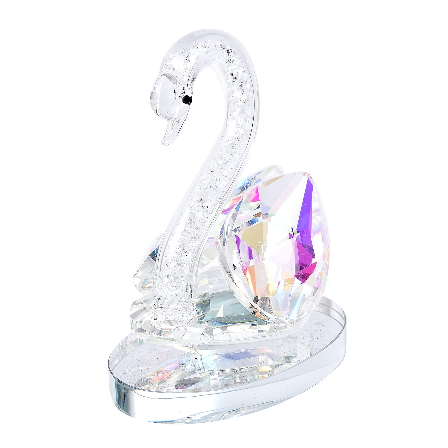 Decorative White and AB Crystal Glass Swan (11.5x8x11.5cm)