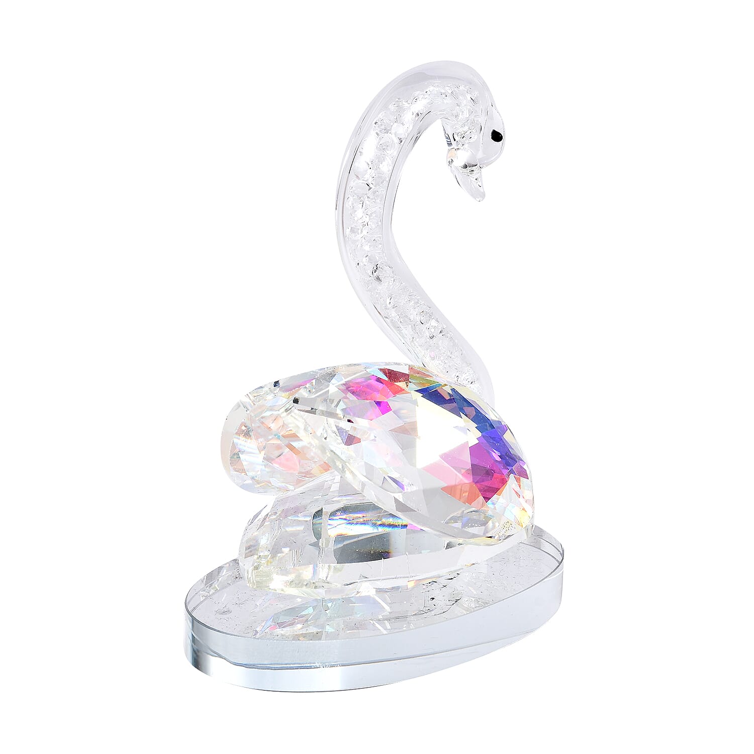 Decorative White and AB Crystal Glass Swan (11.5x8x11.5cm)