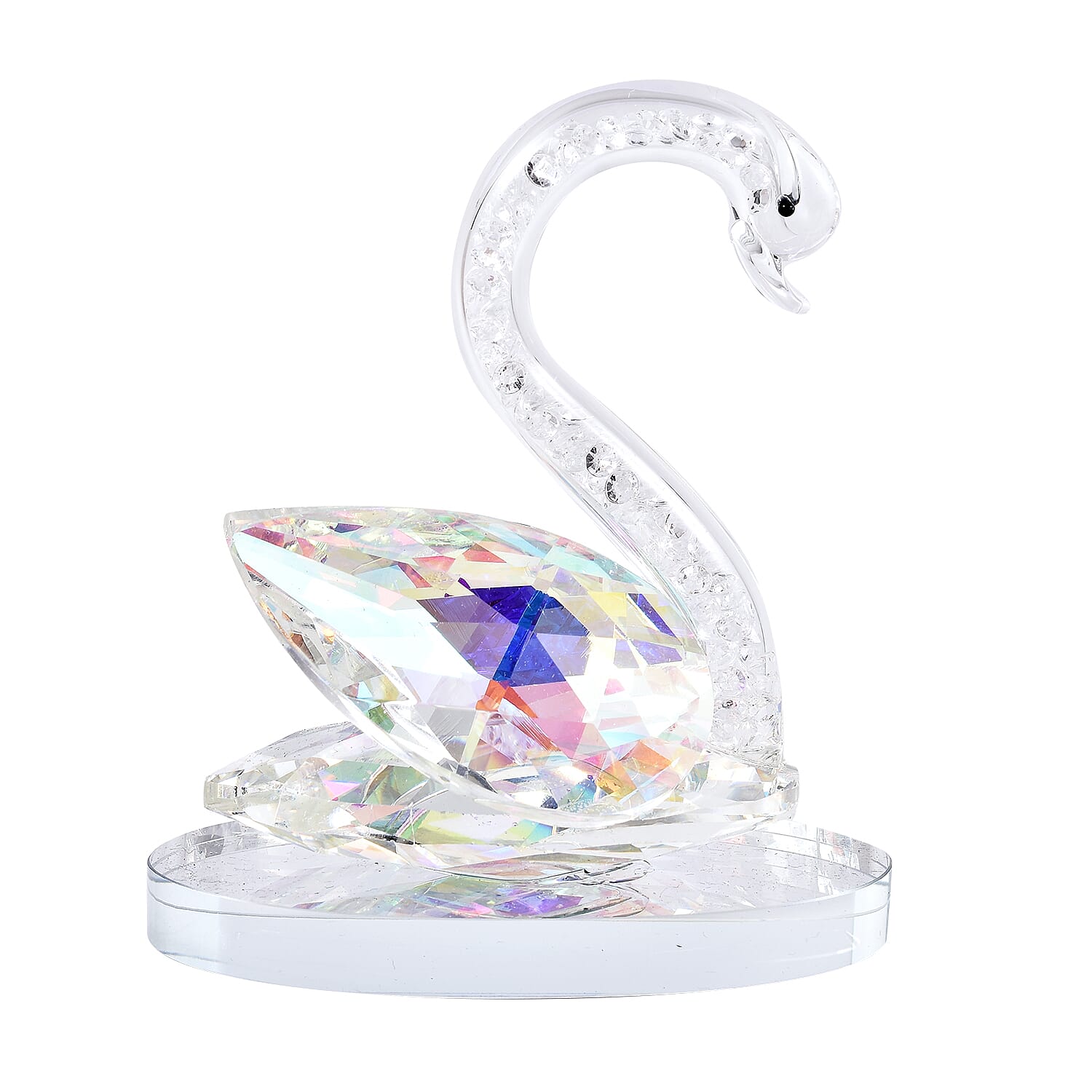 Decorative White and AB Crystal Glass Swan (11.5x8x11.5cm)