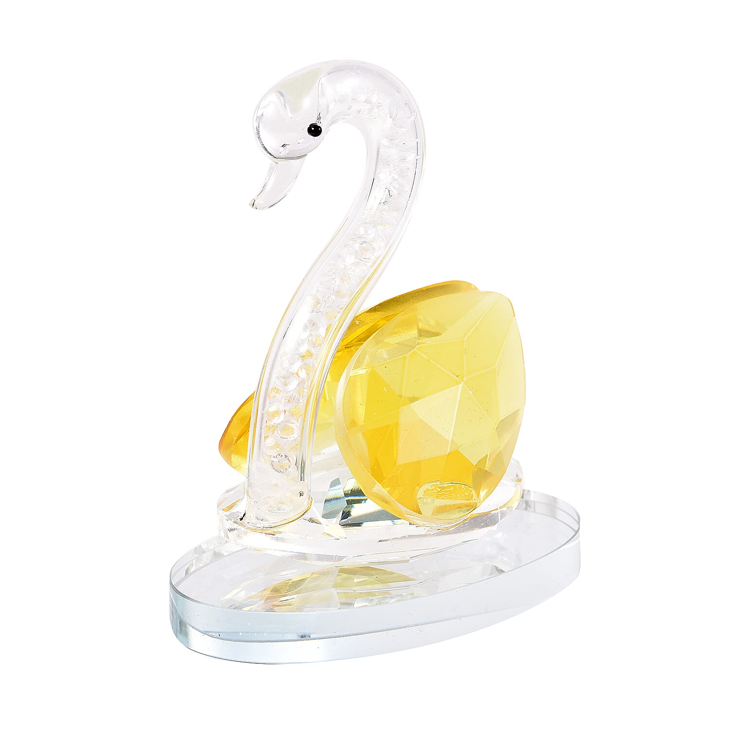 Decorative White and Yellow Crystal Glass Swan (11.5x8x11.5cm)
