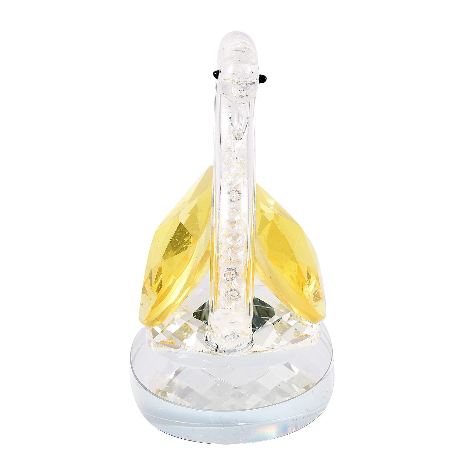 Decorative White and Yellow Crystal Glass Swan (11.5x8x11.5cm)