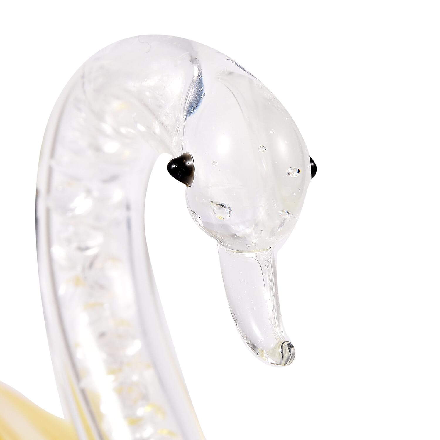 Decorative White and Yellow Crystal Glass Swan (11.5x8x11.5cm)