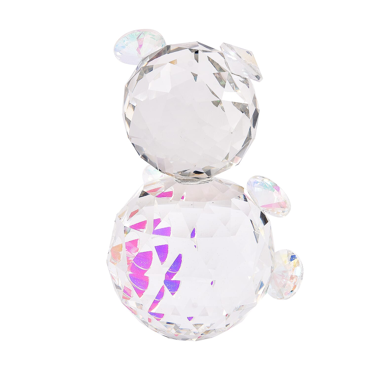 Decorative AB Crystal Glass Bear with Purple Heart (11x7x6.5cm)