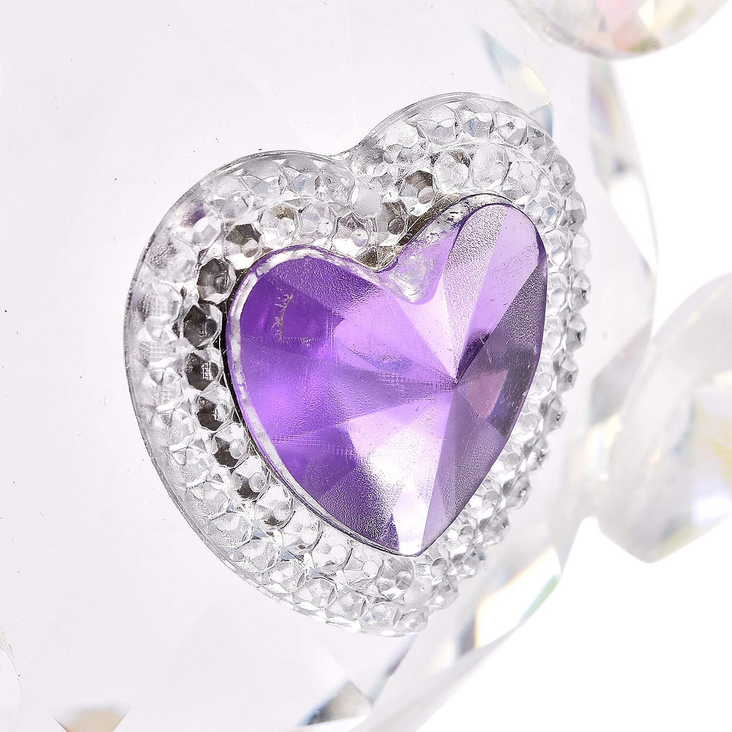 Decorative AB Crystal Glass Bear with Purple Heart (11x7x6.5cm)