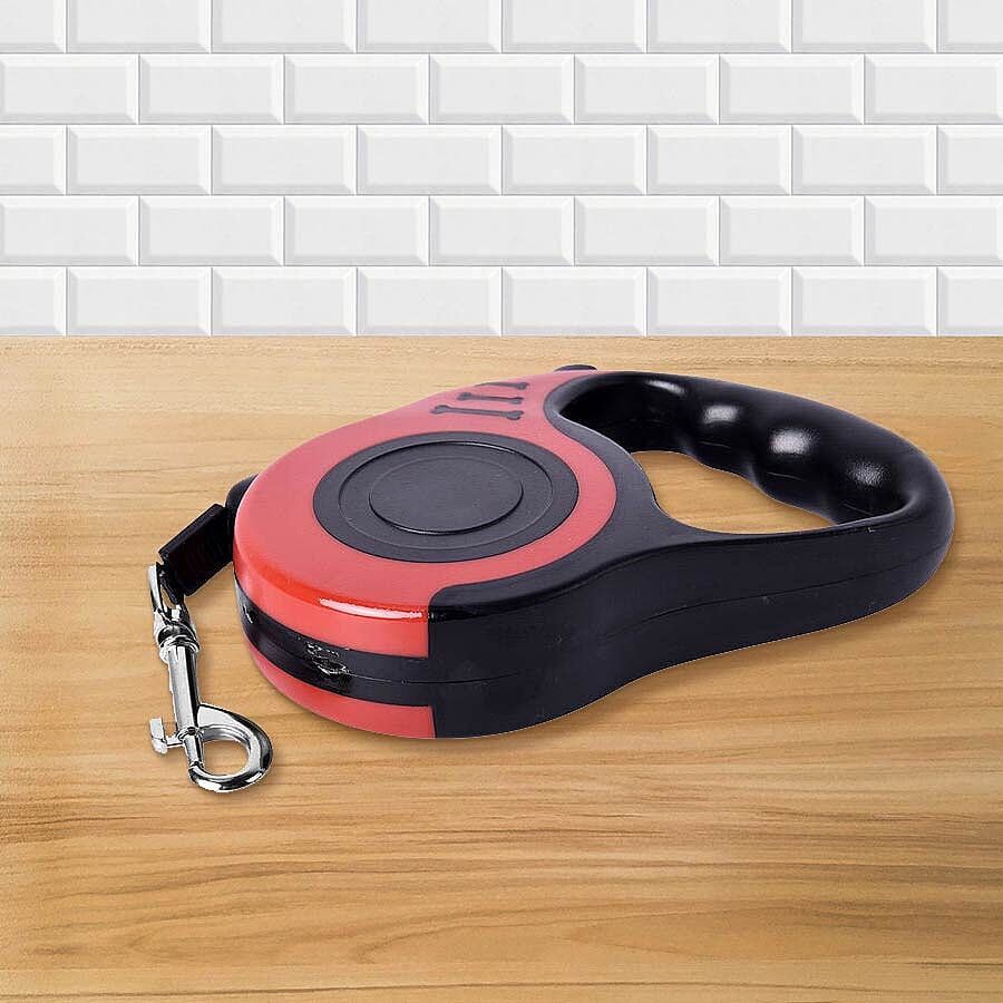 Retractable Dog Leash - Red (Rope Length 5m) (Size 10x3x23 cm)
