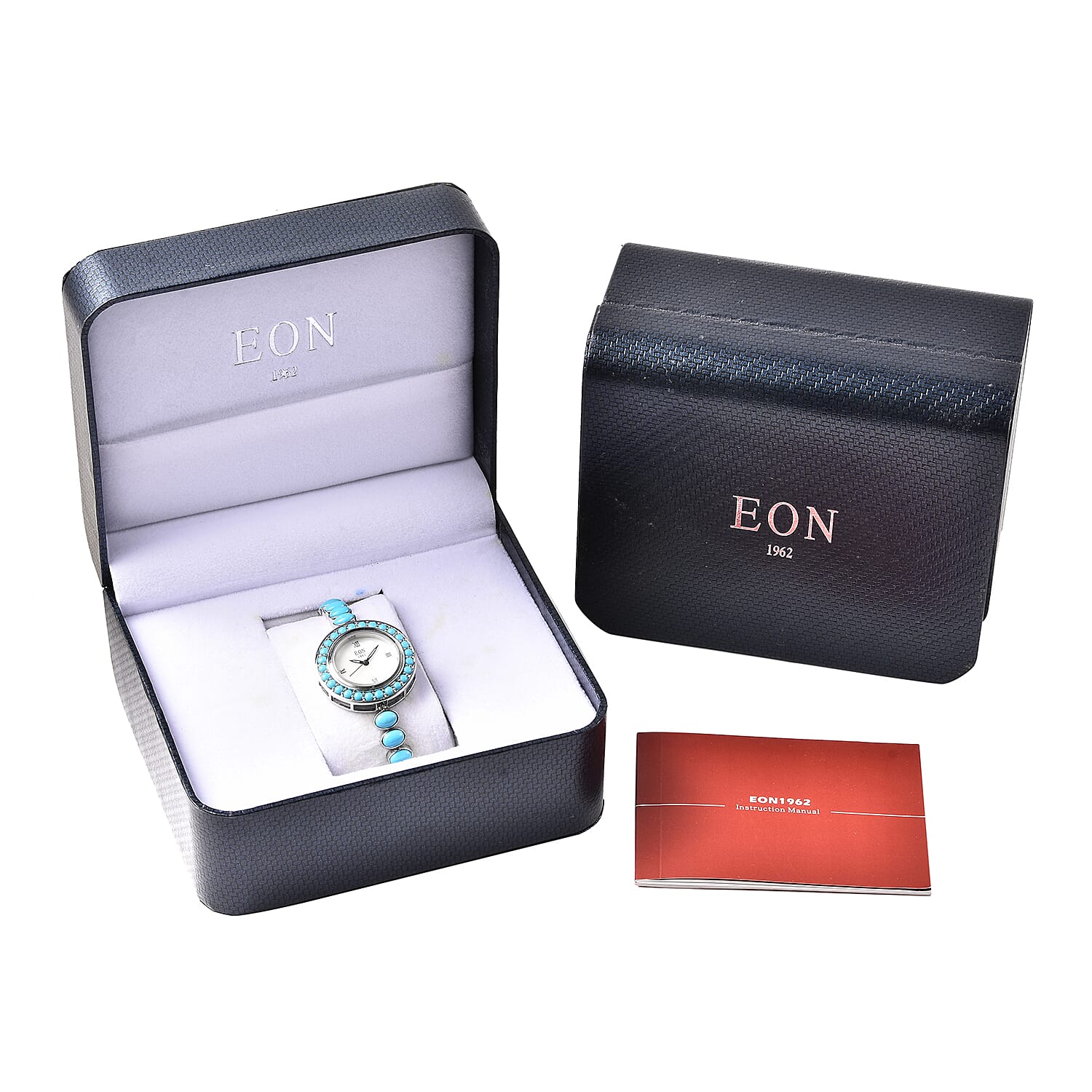 Arizona Sleeping Beauty Turquoise Adjustable Bracelet Watch (Size 6-8) in Sterling Silver