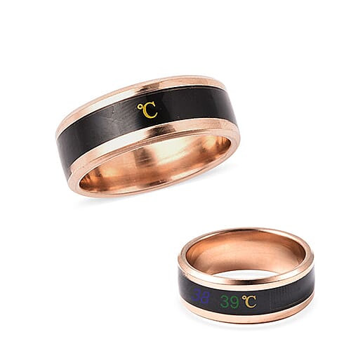 Celsius Temperature Band Ring in Black and Rose Gold Tone