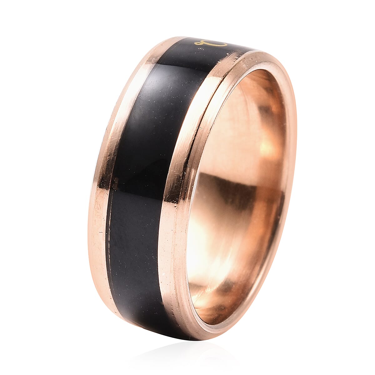 Celsius Temperature Band Ring in Black and Rose Gold Tone