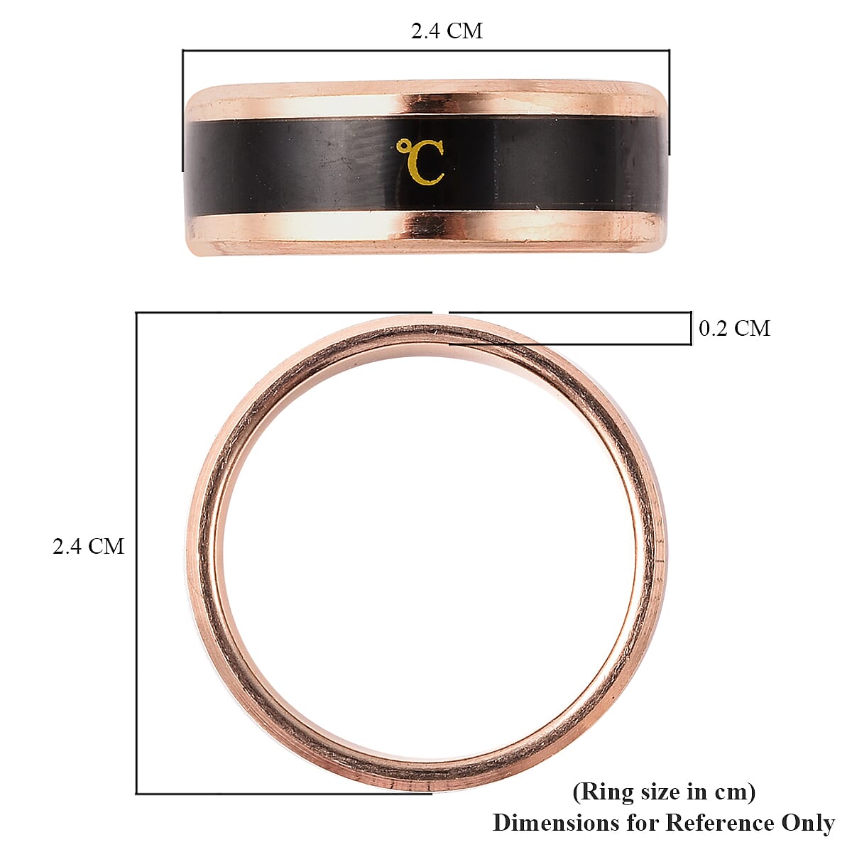 Celsius Temperature Band Ring in Black and Rose Gold Tone