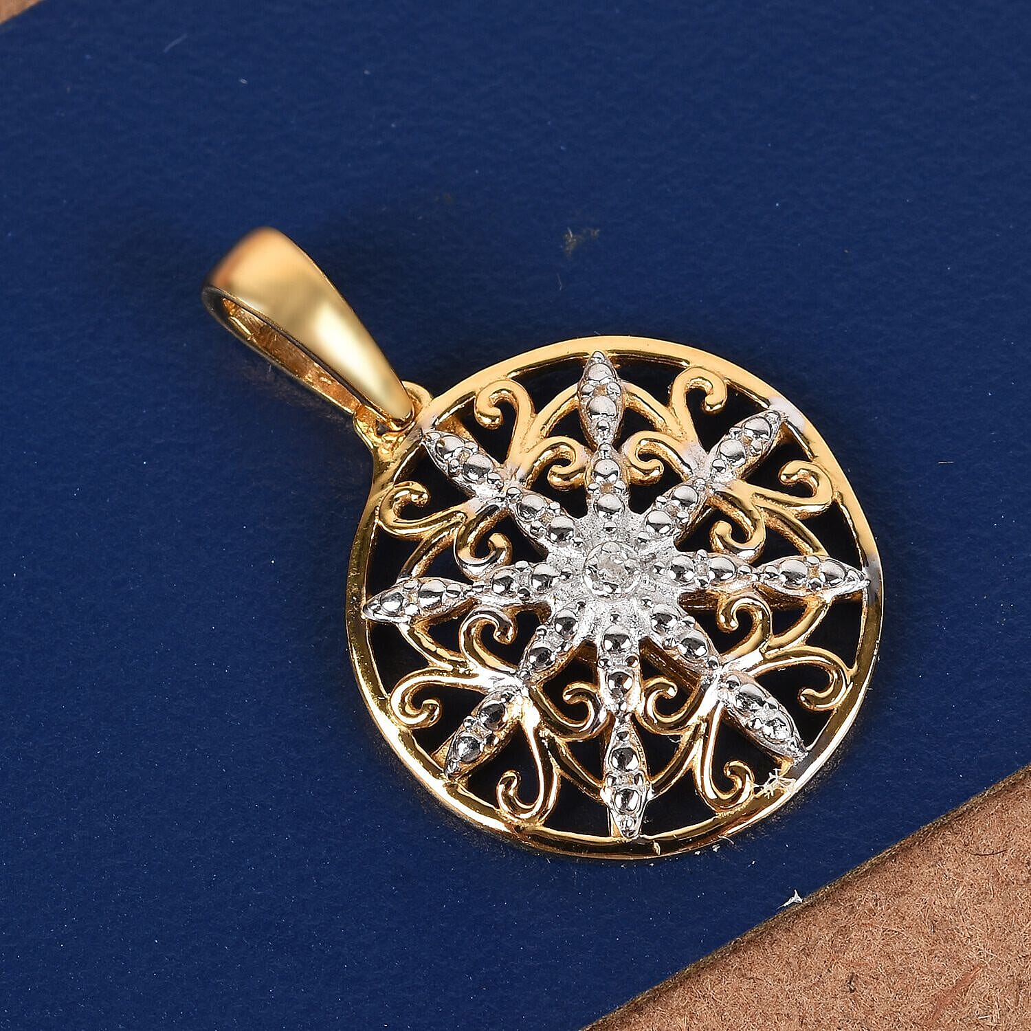 Diamond Pendant in 14K Gold Overlay Sterling Silver