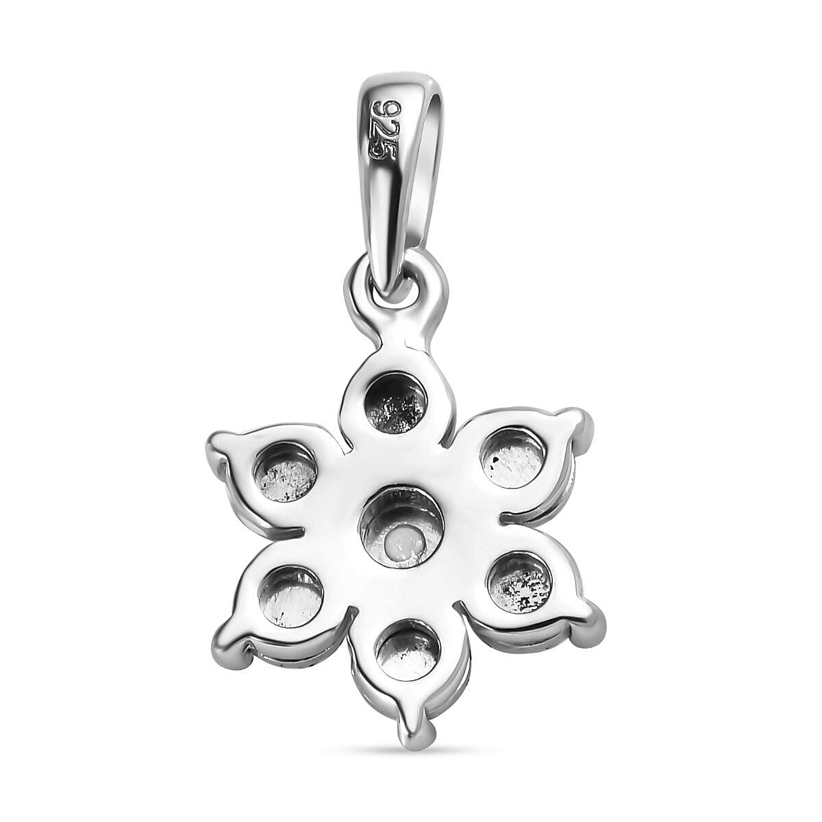 Diamond Floral Pendant in Platinum Overlay Sterling Silver