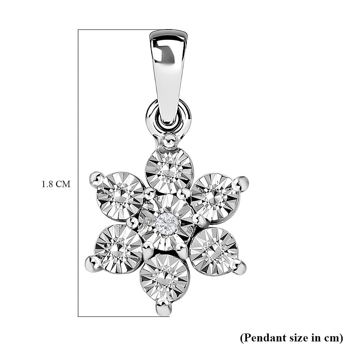 Diamond Floral Pendant in Platinum Overlay Sterling Silver